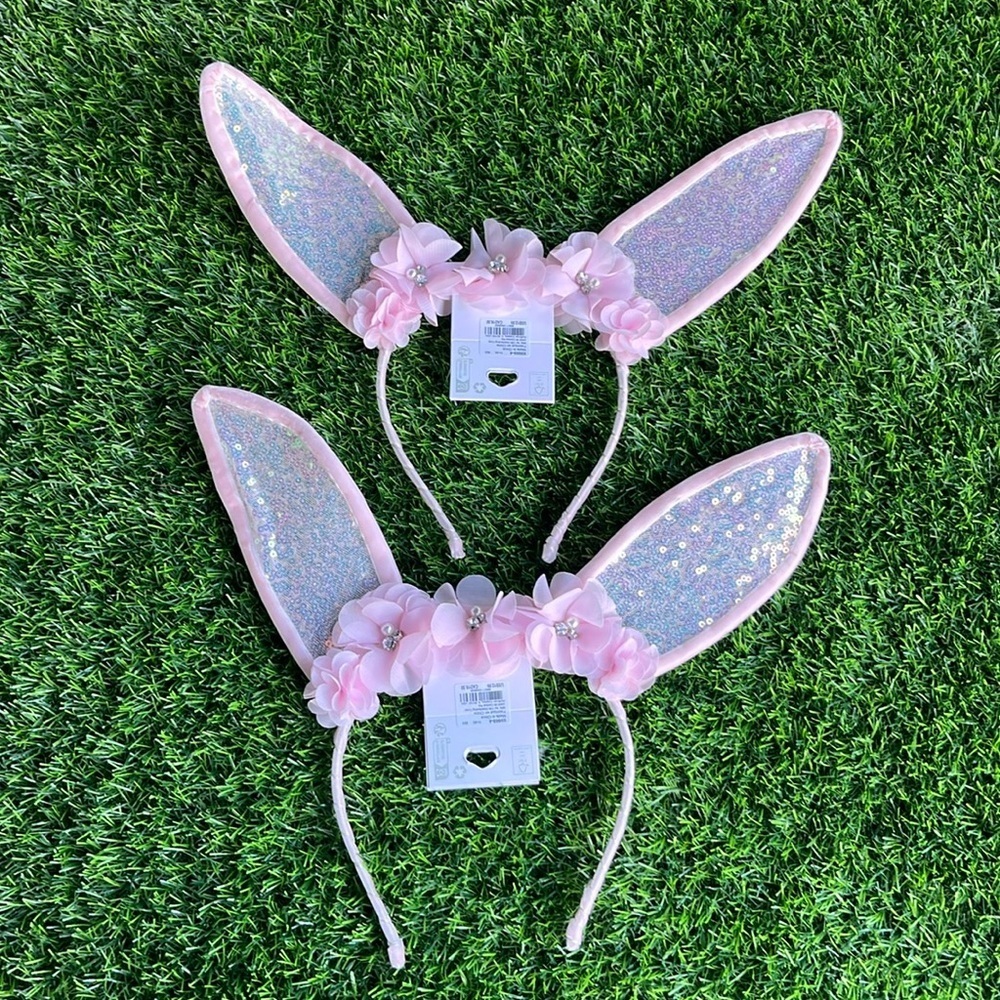 CLAIRES Classic Pink Bunny Ears Headband Costume Dress Up ( x2)